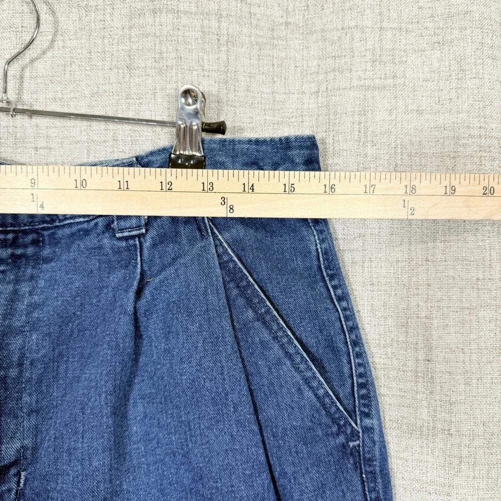 Dockers Denim Shorts Jorts Mens 34 Blue Pleated Baggy Elastic Waist Vintage
